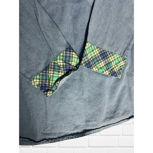 Country Store Shirt Women's 1X Denim Blue Colored‎ Plaid Buttoned - Picture 5 of 6